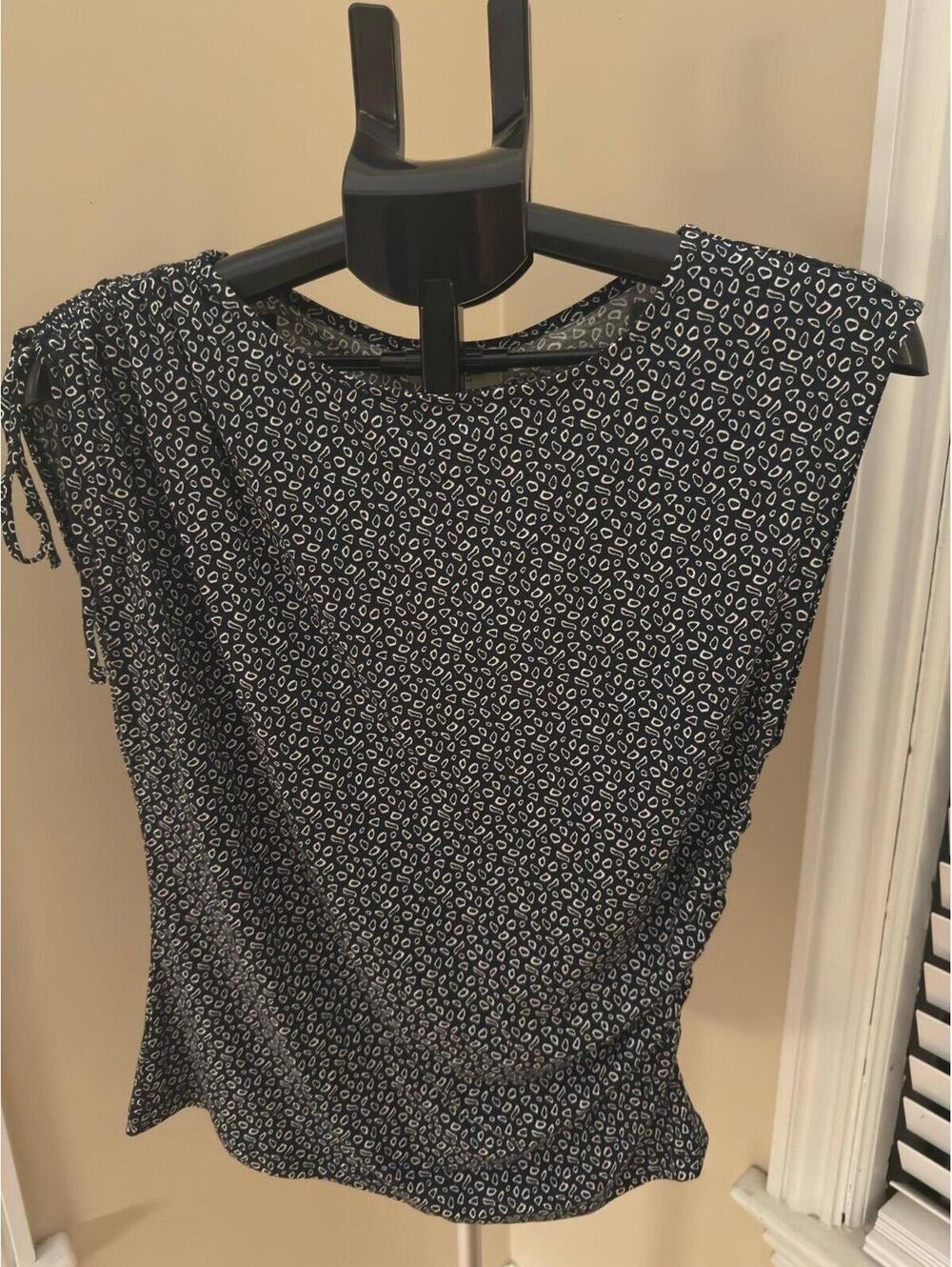 NWT Nation Los Angeles Ruched Side Print Blouse Top L Anthropologie